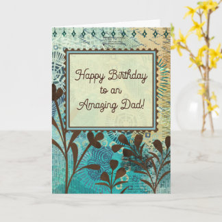 Tarjeta Cumpleaños del Padre Fuerte Azul Teal y Marrón Abs