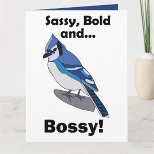 Tarjeta Cumpleaños del pájaro azul Jay descarado audaz y m