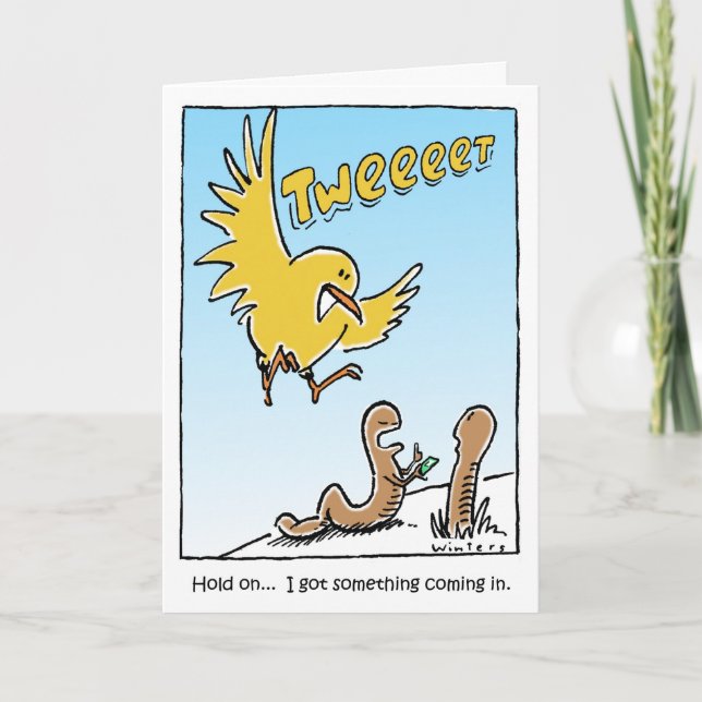 Tarjeta Cumpleaños del pájaro del gorjeo (Anverso)