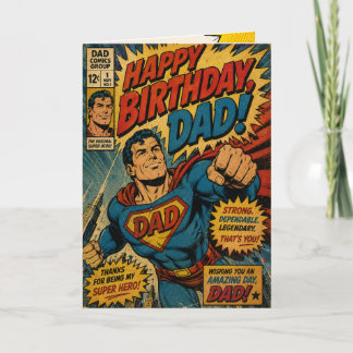 Tarjeta Cumpleaños del papá superhéroe vintage
