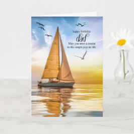 Tarjeta Cumpleaños del papá tema barco náutico gaviotas