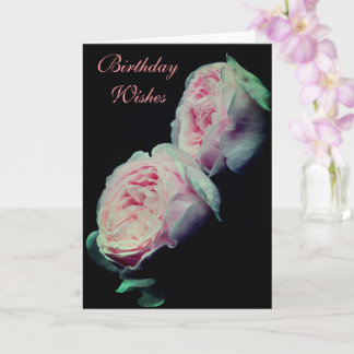 Tarjeta Cumpleaños del par de rosas rosadas