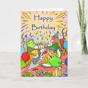 Tarjeta Cumpleaños del parrotlet del cockatiel del budgie