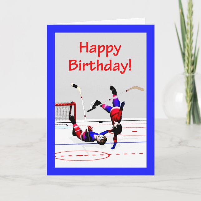 Tarjeta Cumpleaños del partido de hockey (Anverso)