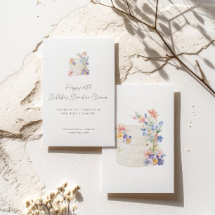 Tarjeta Cumpleaños del pastel floral suave