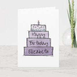 Tarjeta Cumpleaños del Pastel Púrpura