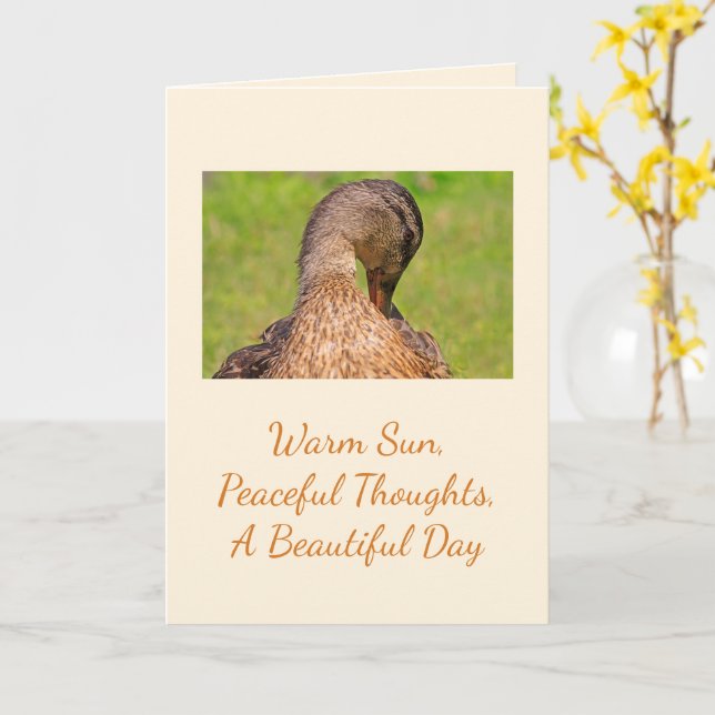 Tarjeta Cumpleaños del Pato Mallard (flor amarilla)