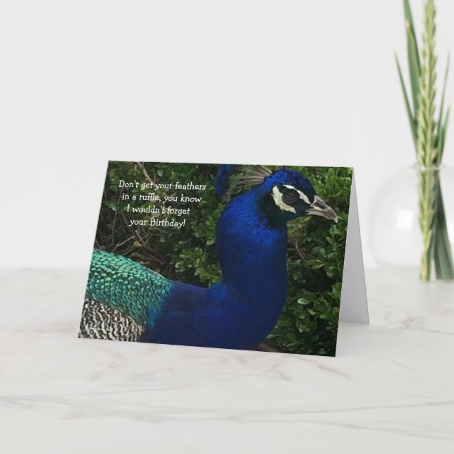 Tarjeta Cumpleaños del pavo real de cerca (Anverso)