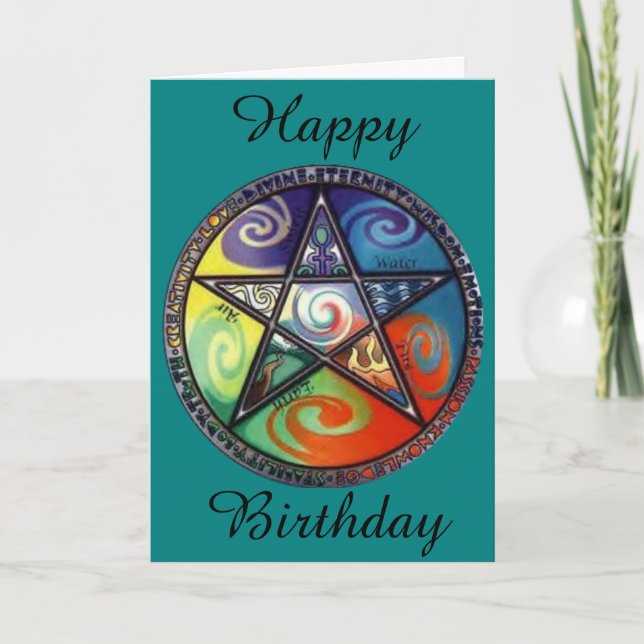 Tarjeta Cumpleaños del Pentagram de Wiccan (Anverso)