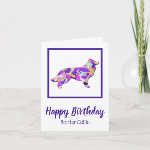 Tarjeta Cumpleaños del perro collie de borde Silhouette PP