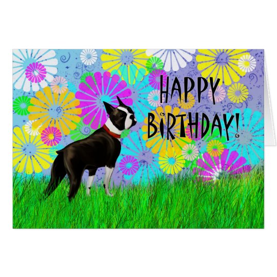 Tarjeta Cumpleaños del perro de Boston Terrier