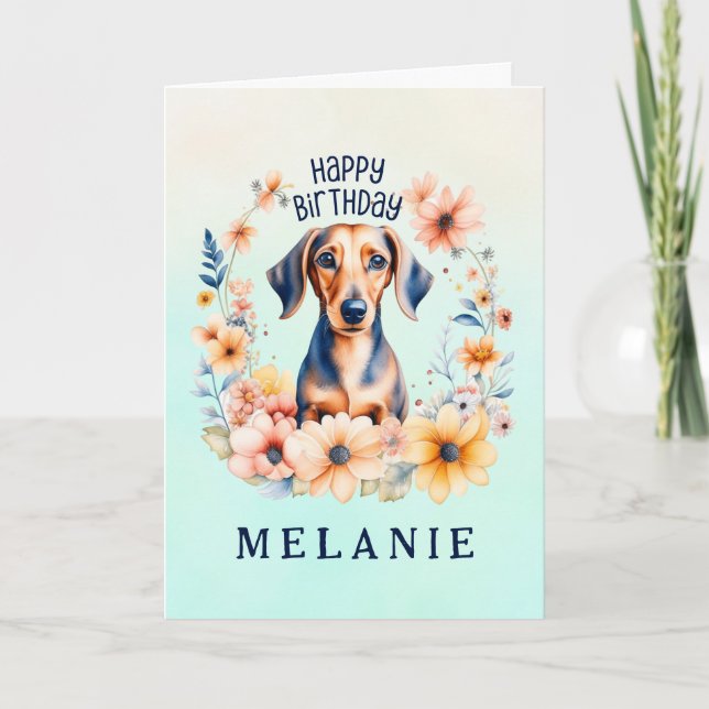 Tarjeta Cumpleaños del perro de Cute Weenie | Añadir tarje (Anverso)