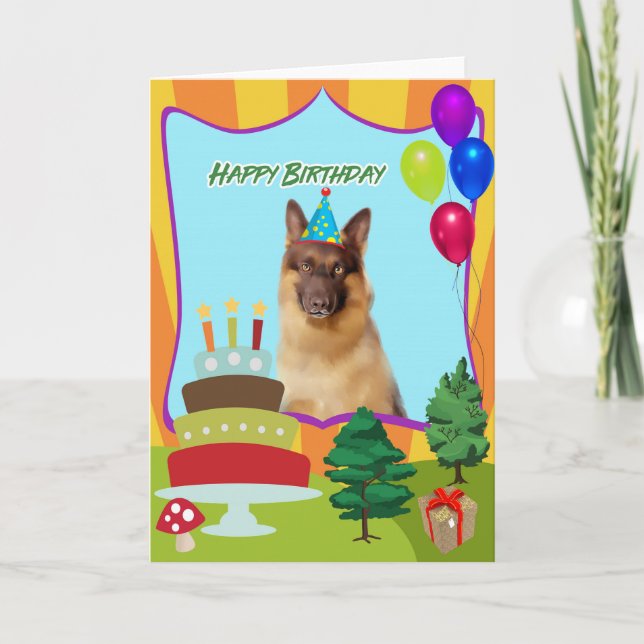 Tarjeta Cumpleaños del perro de pastor alemán (Anverso)
