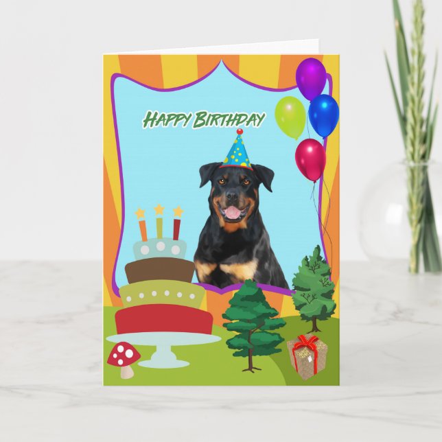 Tarjeta Cumpleaños del perro de Rottweiler (Anverso)