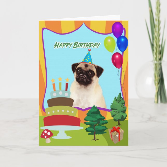 Tarjeta Cumpleaños del perro del barro amasado (Anverso)
