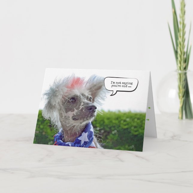 Tarjeta Cumpleaños del perro sin cabellera chino (Anverso)