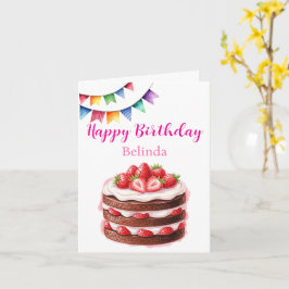 Tarjeta Cumpleaños del Personalizable de fresa de chocolat