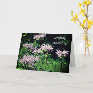 Tarjeta Cumpleaños del Personalizable Purple Bee Balm Flow