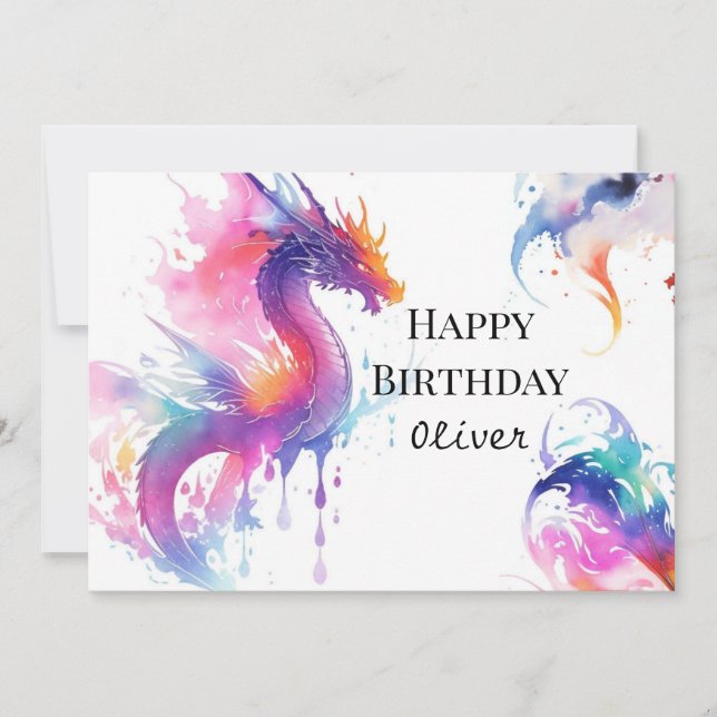 Tarjeta Cumpleaños del Personalizado Cute Dragon (Anverso)