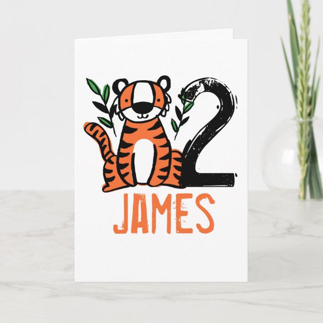 Tarjeta Cumpleaños del personalizado Cute Tiger (Anverso)
