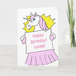 Tarjeta Cumpleaños del Personalizado Cute Unicorn