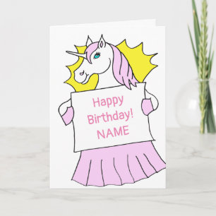 Tarjeta Cumpleaños del Personalizado Cute Unicorn