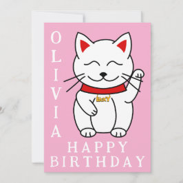 Tarjeta Cumpleaños del Personalizado Gato Afortunado