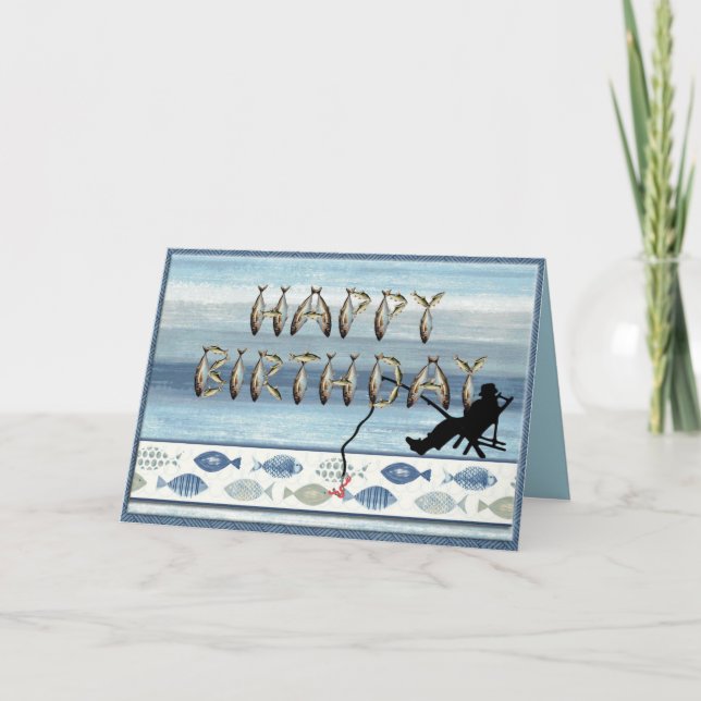Tarjeta Cumpleaños del pescador editable (Anverso)