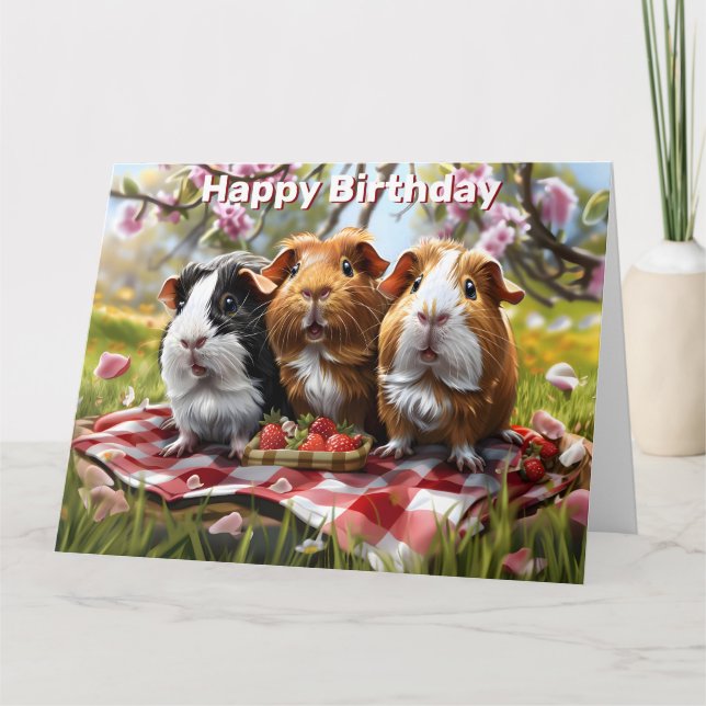 Tarjeta Cumpleaños del picnic de los cerdos de Guinea (Anverso)