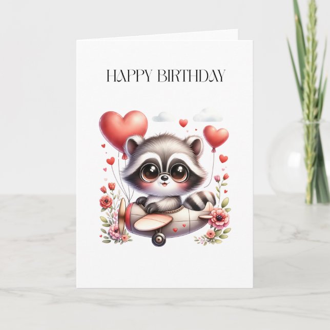 Tarjeta Cumpleaños del piloto mapache (Anverso)