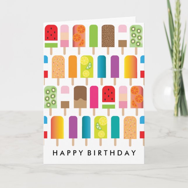 Tarjeta Cumpleaños del Popsicle de la diversión (Anverso)