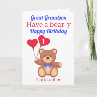 Tarjeta Cumpleaños del primer oso y gran nieto