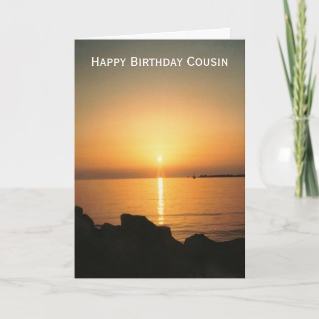Tarjeta Cumpleaños del Primo Personalizado Sunset (Anverso)
