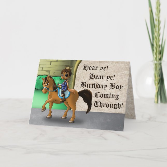 Tarjeta Cumpleaños del príncipe y el caballo afroamericano (Anverso)
