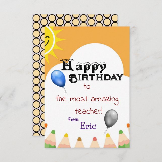 Tarjeta Cumpleaños del profesor (Anverso / Reverso)