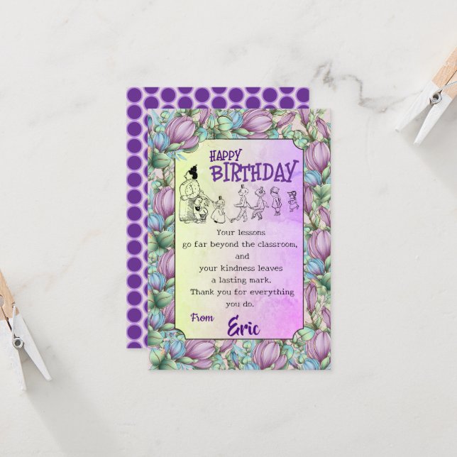 Tarjeta Cumpleaños del profesor (Anverso/Reverso In Situ)