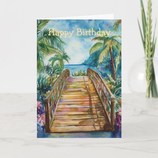 Tarjeta Cumpleaños del Puente Tropical (Anverso)