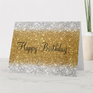 Tarjeta Cumpleaños del Purpurina Purpurinoso Faux Gold y S