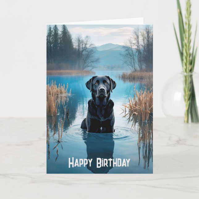 Tarjeta Cumpleaños del Recuperador de Labrador Negro (Anverso)