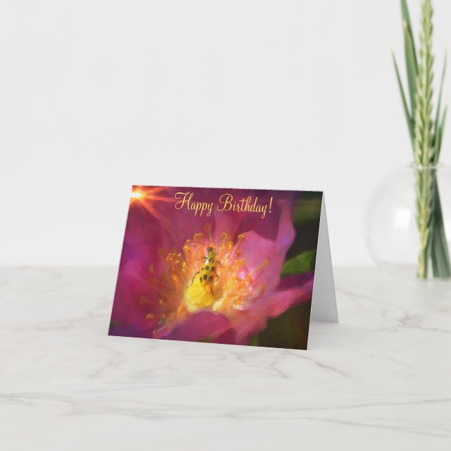 Tarjeta Cumpleaños del Rosa de playa (Anverso)