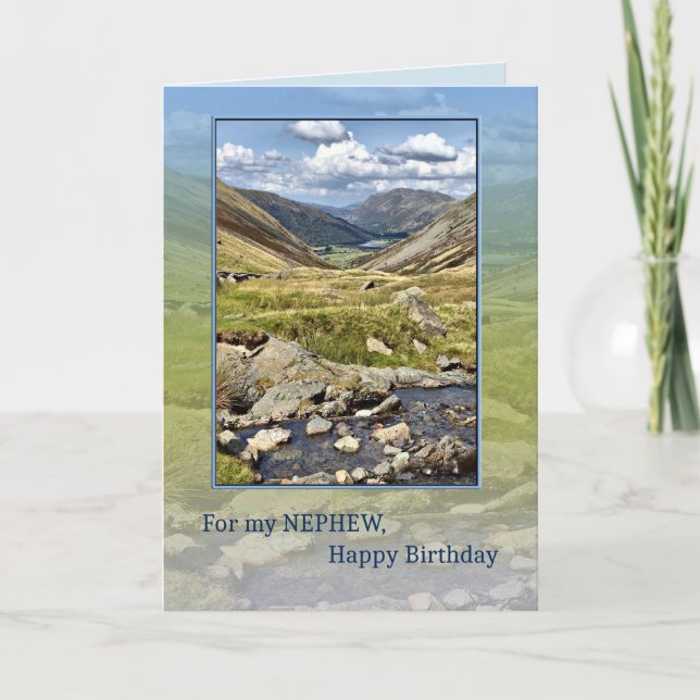 Tarjeta Cumpleaños del sobrino con un paisaje de la (Anverso)