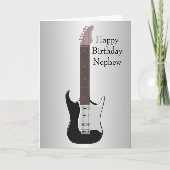 Tarjeta Cumpleaños del sobrino personalizado de la guitarr (Anverso)