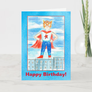 Tarjeta Cumpleaños del super héroe de los niños feliz