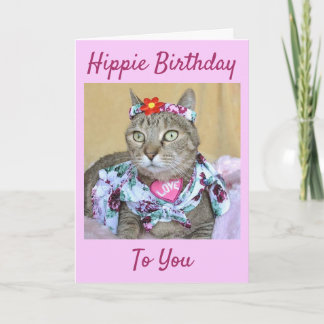 Tarjeta Cumpleaños del Tabby del cumpleaños del Hippie o