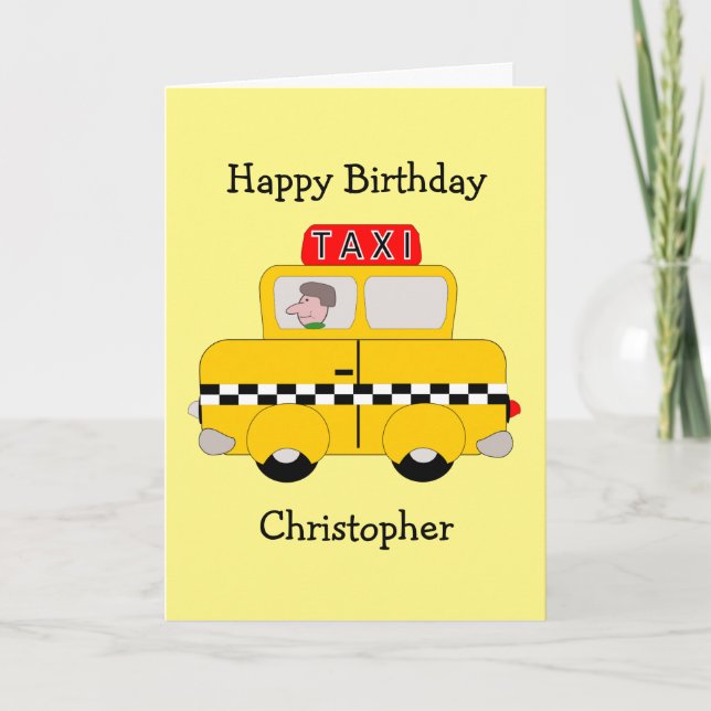 Tarjeta Cumpleaños del Taxi Amarillo (Anverso)