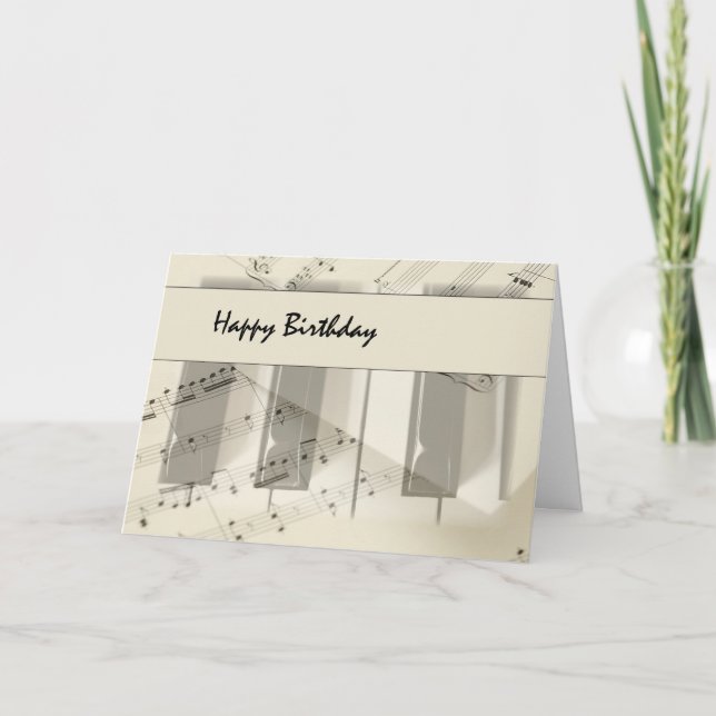 Tarjeta Cumpleaños del teclado de la música (Anverso)