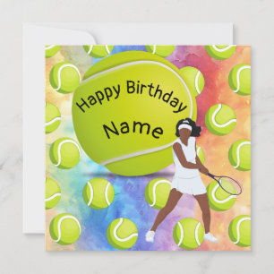 Tarjeta Cumpleaños del tenis con mujer tenista