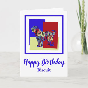 Tarjeta Cumpleaños del tibetano Terrier Dog Rojo Azul Amar