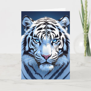 Tarjeta Cumpleaños del Tigre Blanco de ojos azules