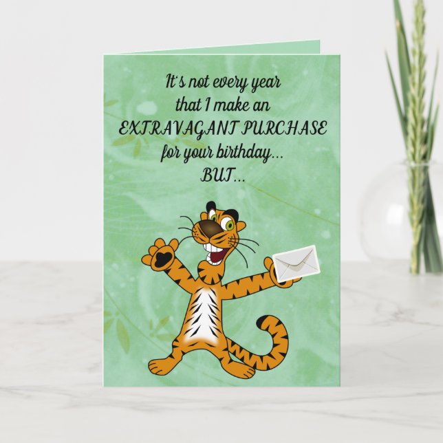 Tarjeta Cumpleaños del Tigre Funny Editable (Anverso)